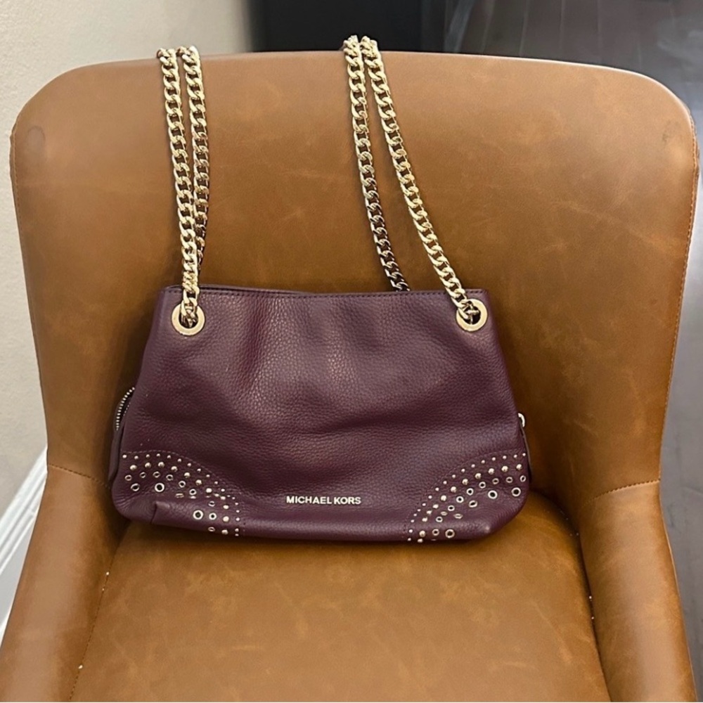 Michael Kors Plum Studded Shoulder Bag